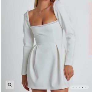oddmuse white fit and flare dress